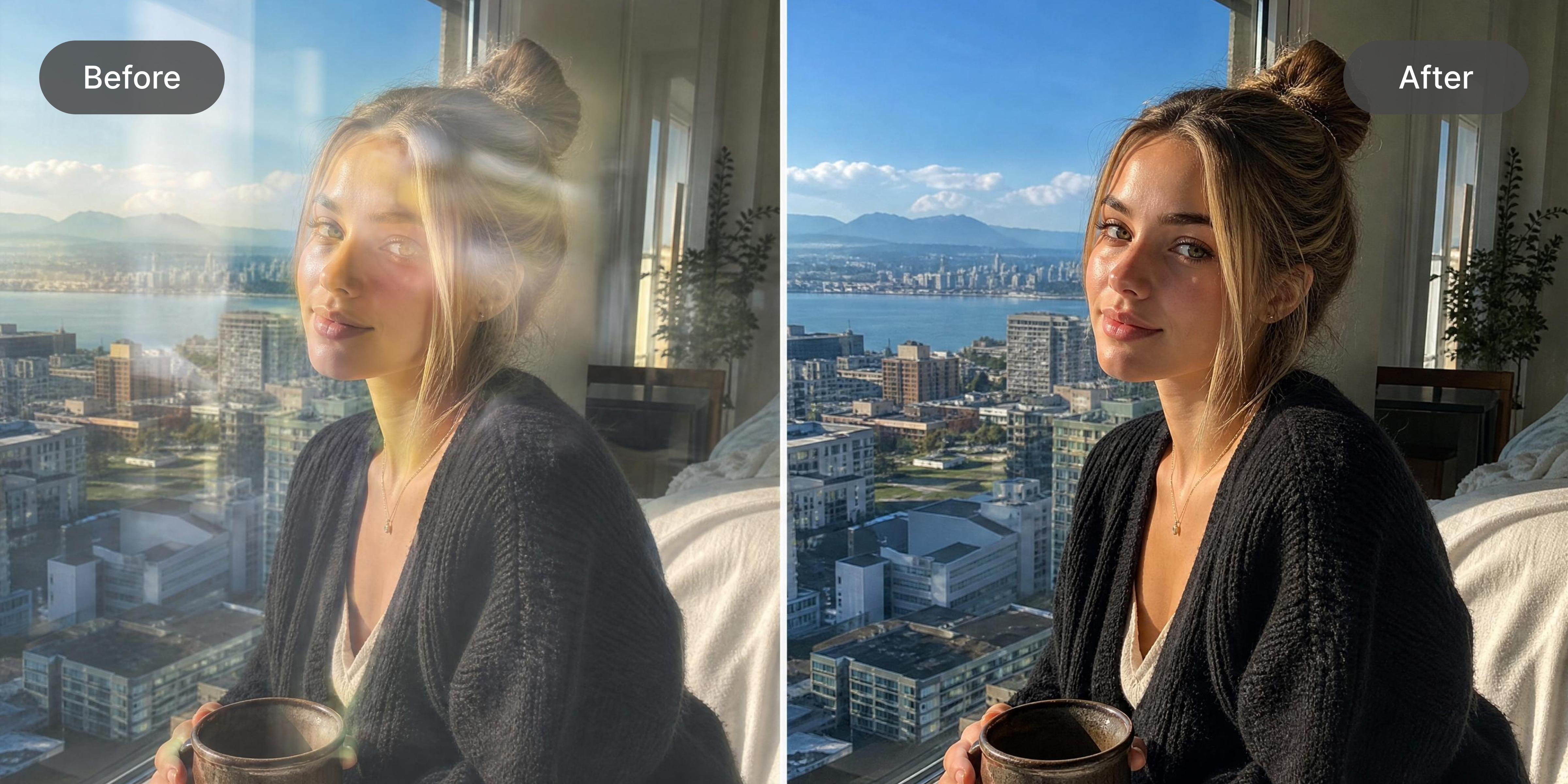 Remove glare from glasses in portraits