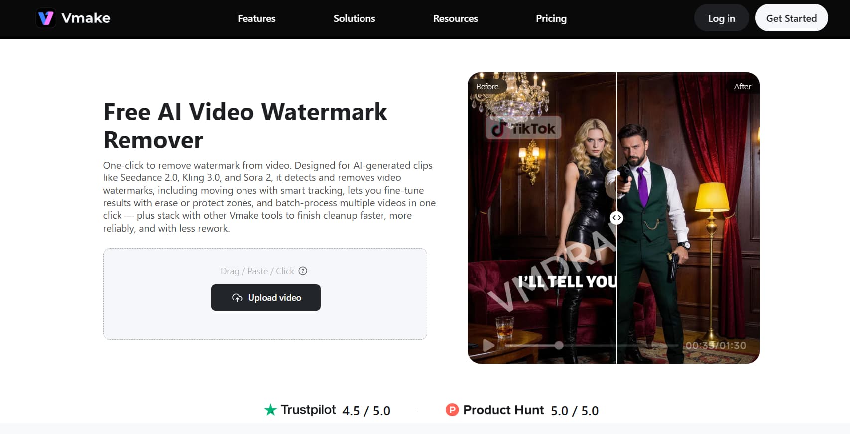 Vmake AI video watermark remover