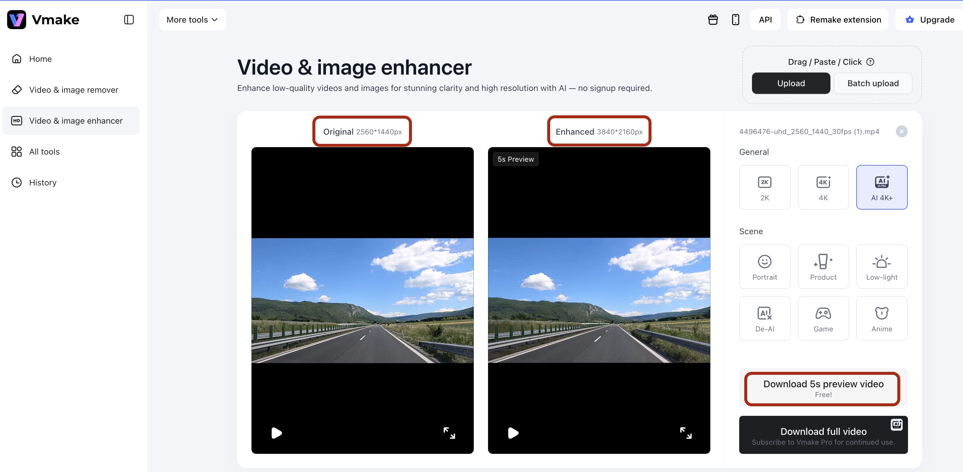 Preview and optimize enhancements