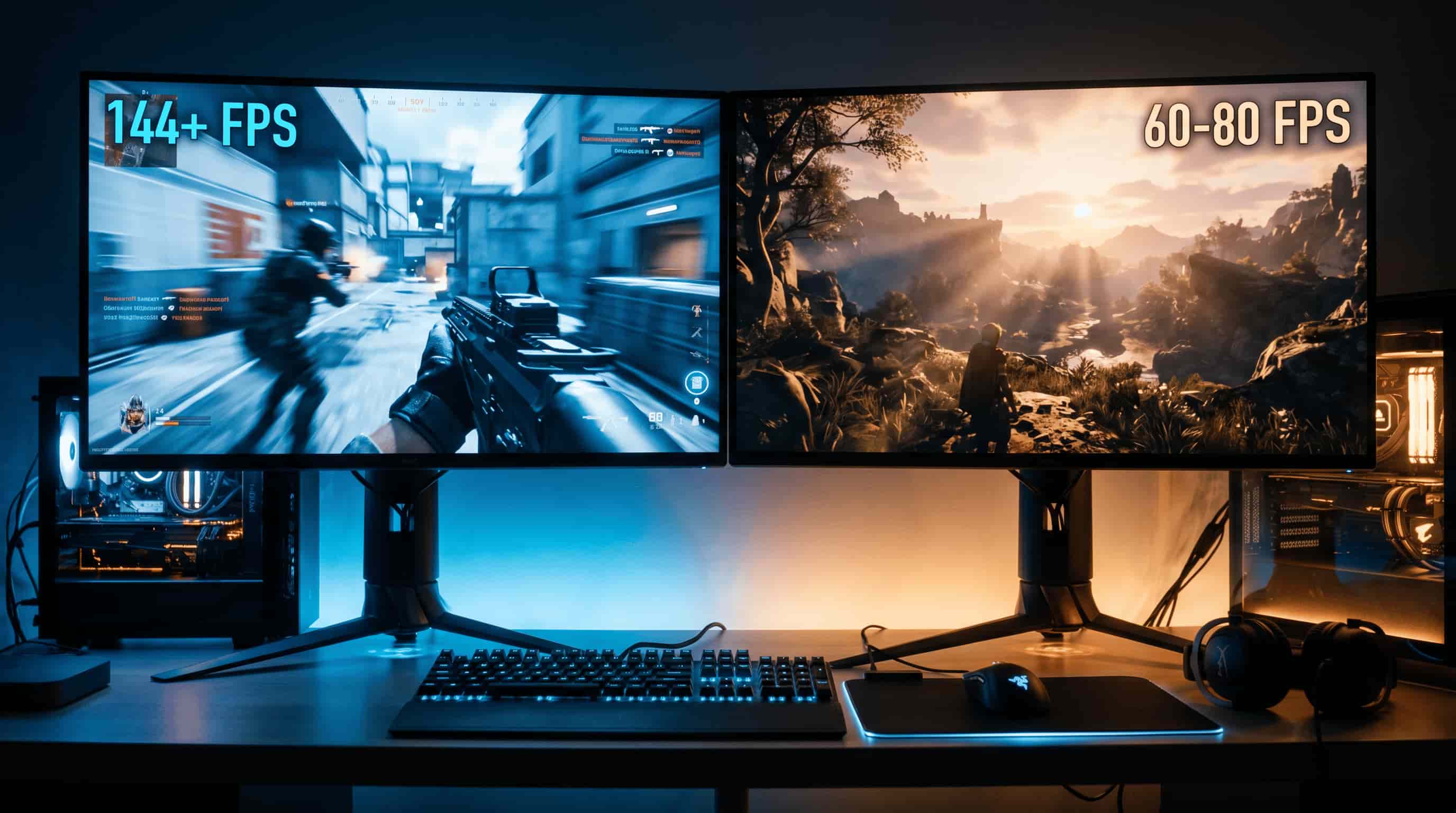 1080p vs 1440p gaming performance comparison display.