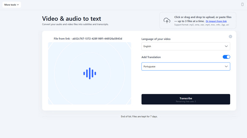 Select Transcription Language in Vmake