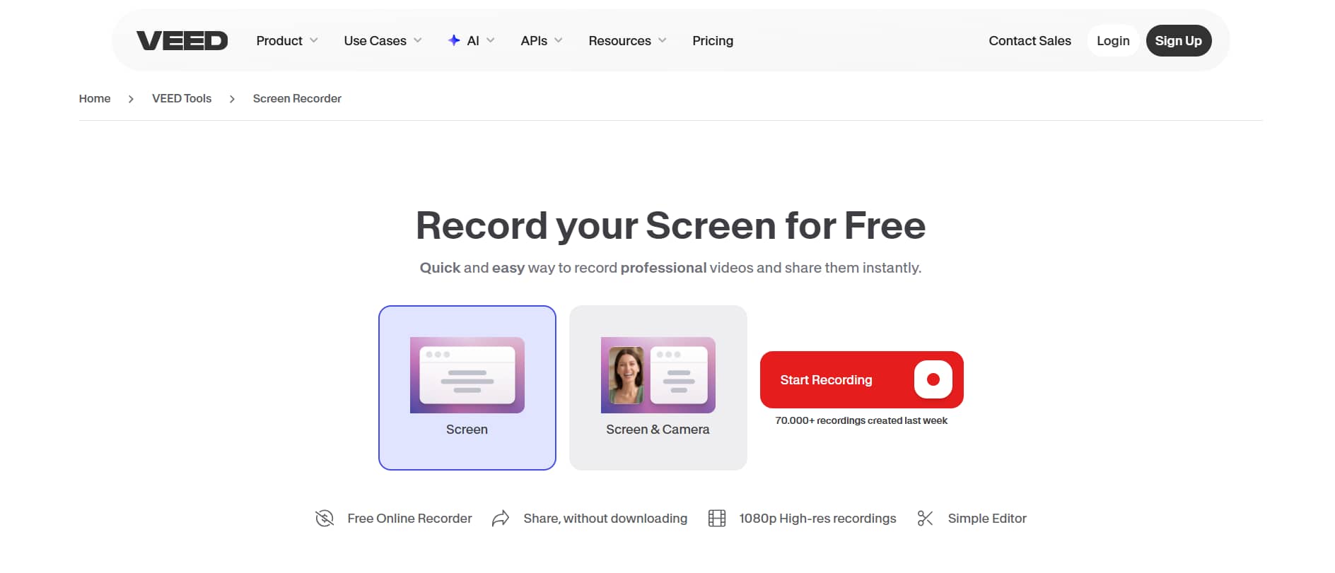 Veed screen recorder