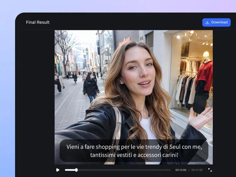 Export your translated Italian video