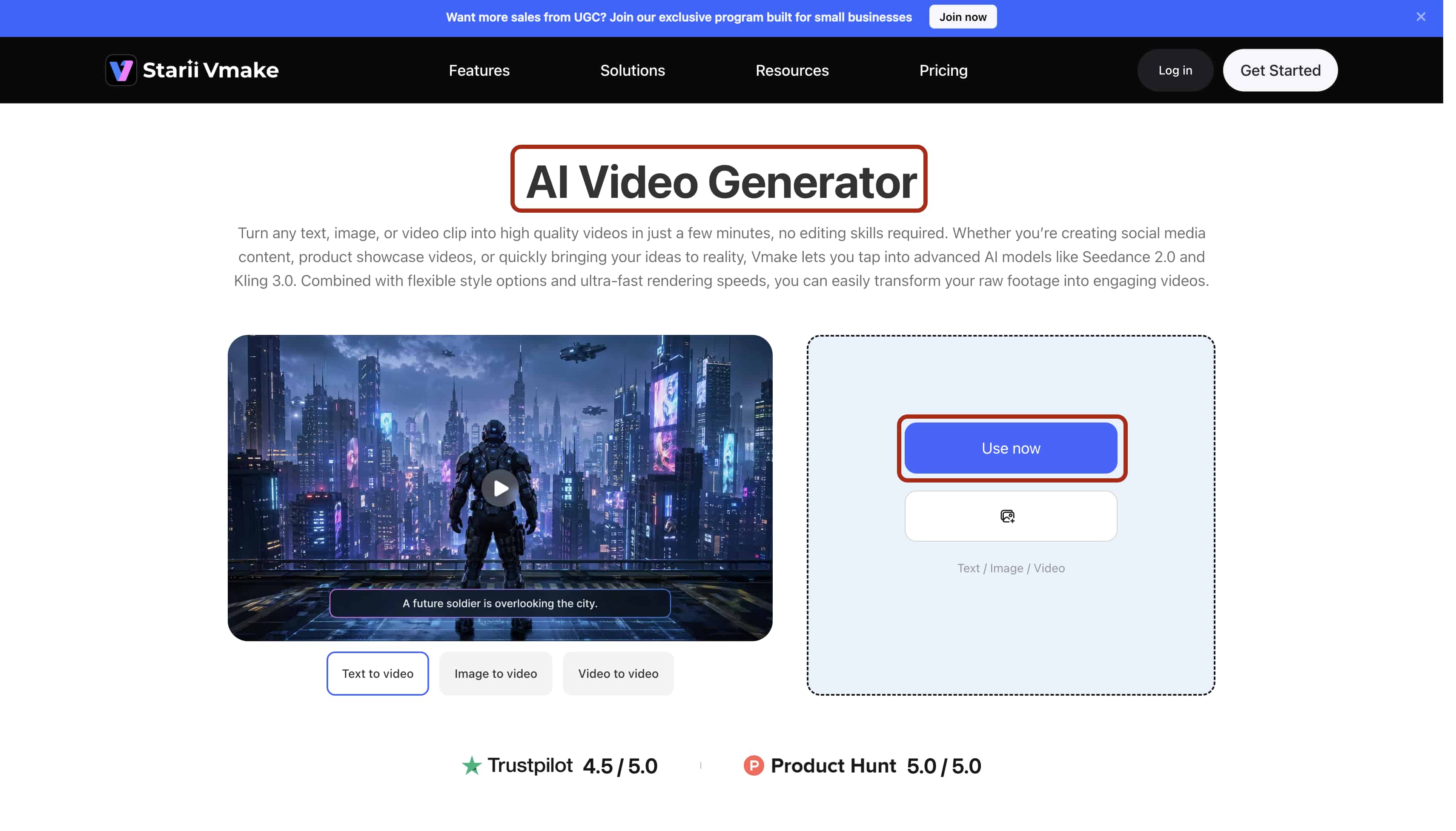 Upload your reference text or image or video onto the Vmake workspace