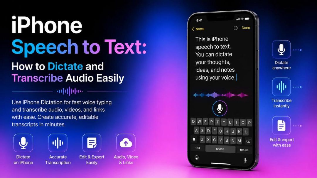 iPhone speech-to-text: How to Dictate and Transcribe Audio Easily