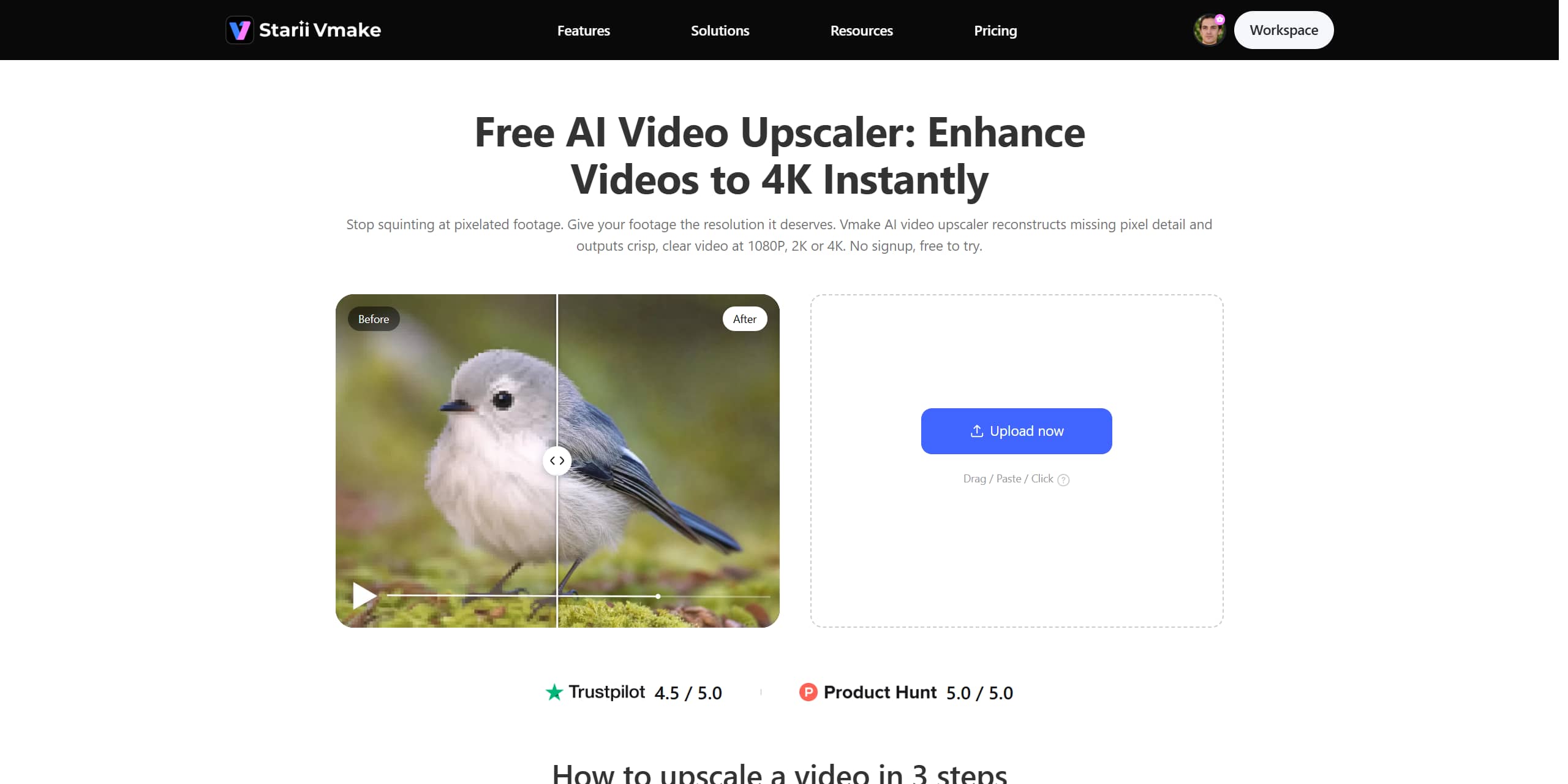 Executing a Resolution Upgrade: Vmake AI Video Upscaler