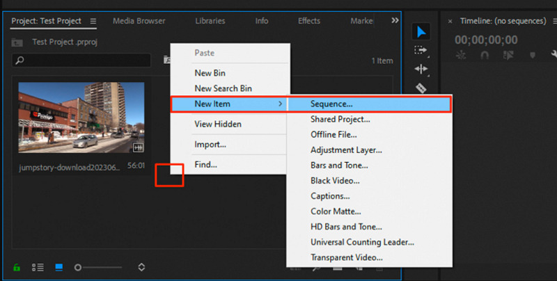 Create a 1080p Sequence
