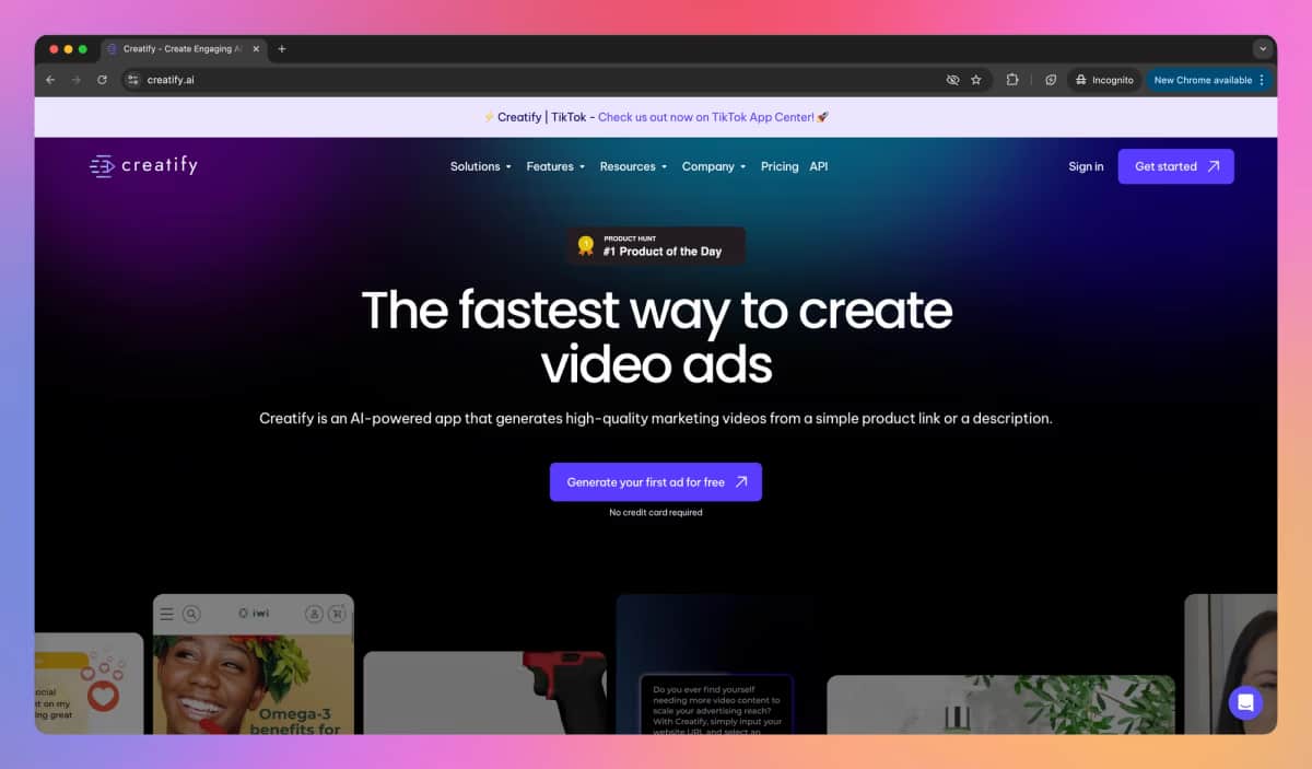Creatify AI: Best for converting product URLs into platform-specific ad variations