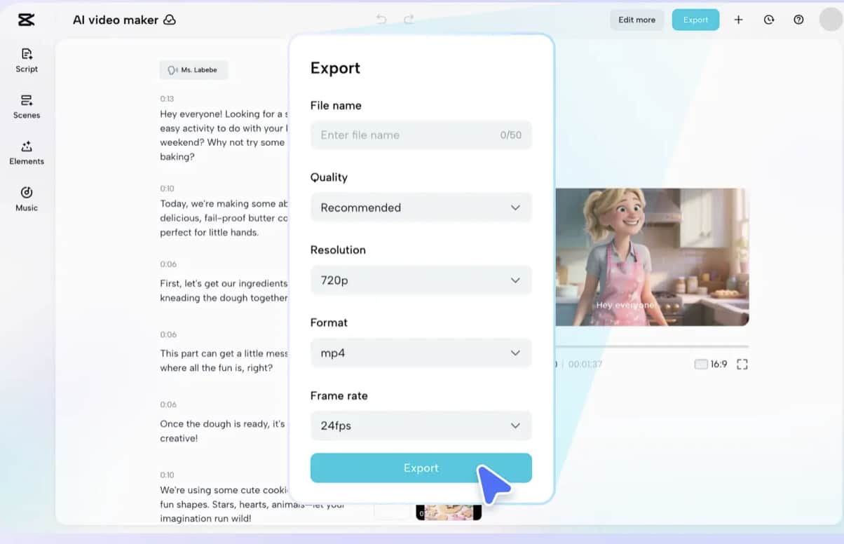 Export the video