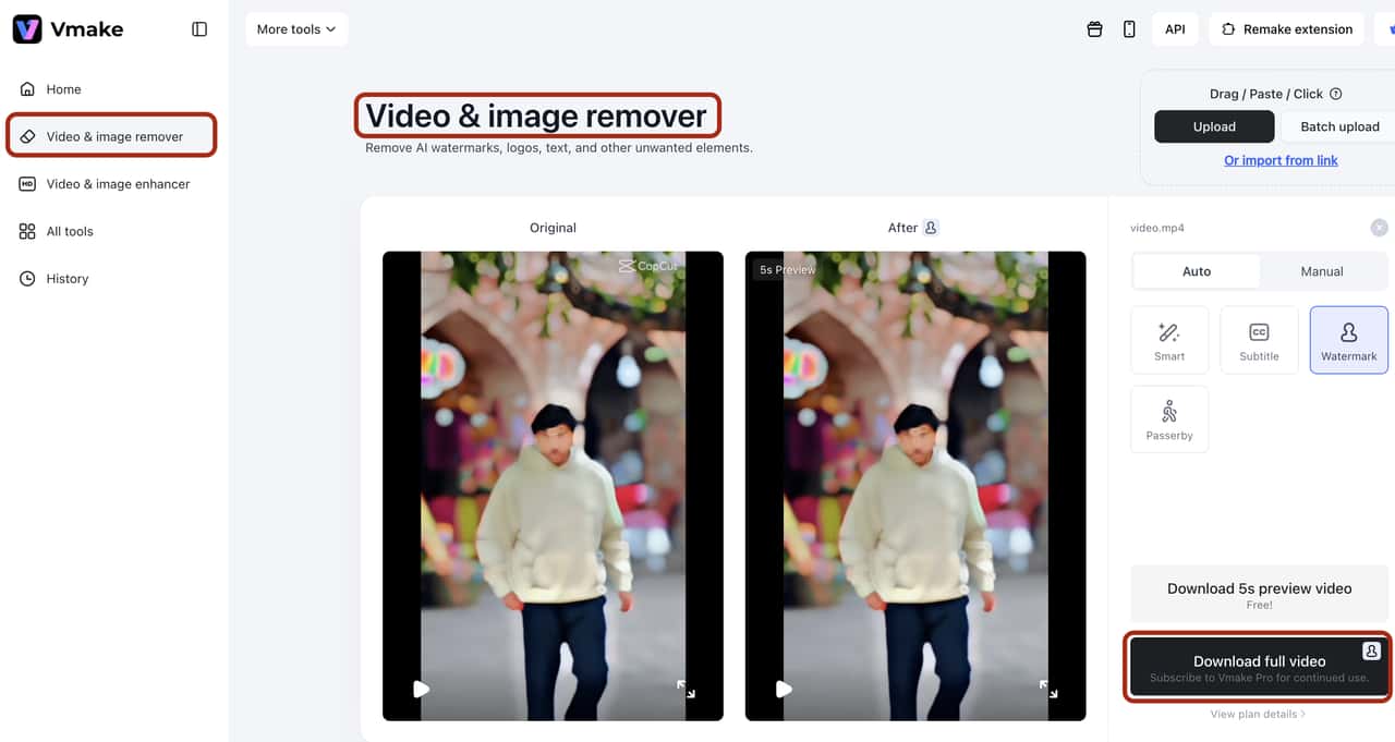 Vmake facilitates editing in a few clicks
