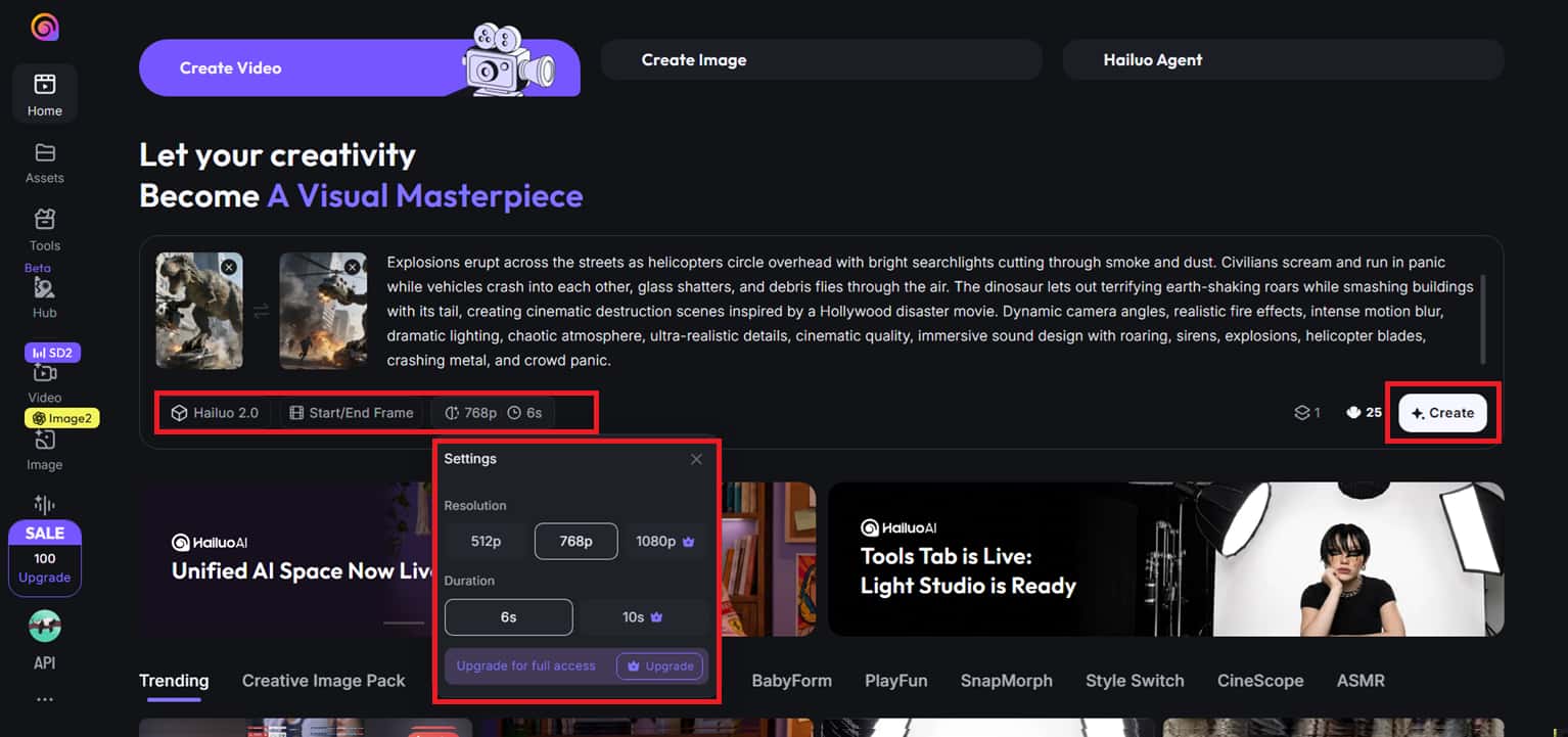 Select model and video settings