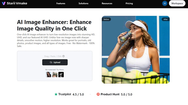 Vmake AI image enhancer