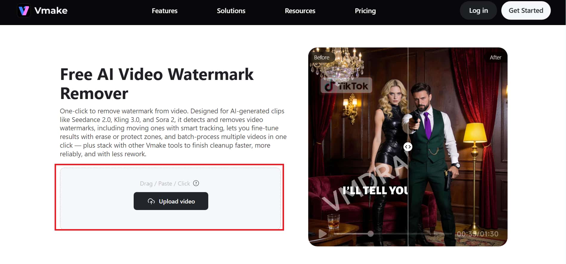 Use Vmake AI to remove CapCut watermark seamlessly