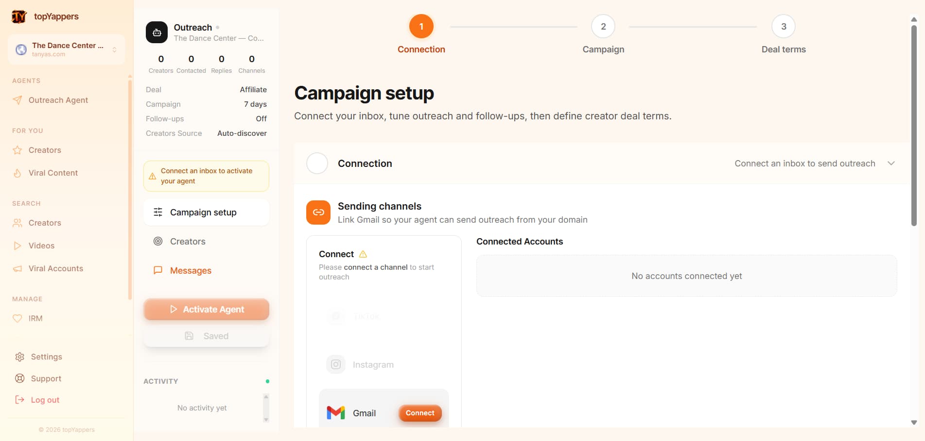 Campaign workflow setup
