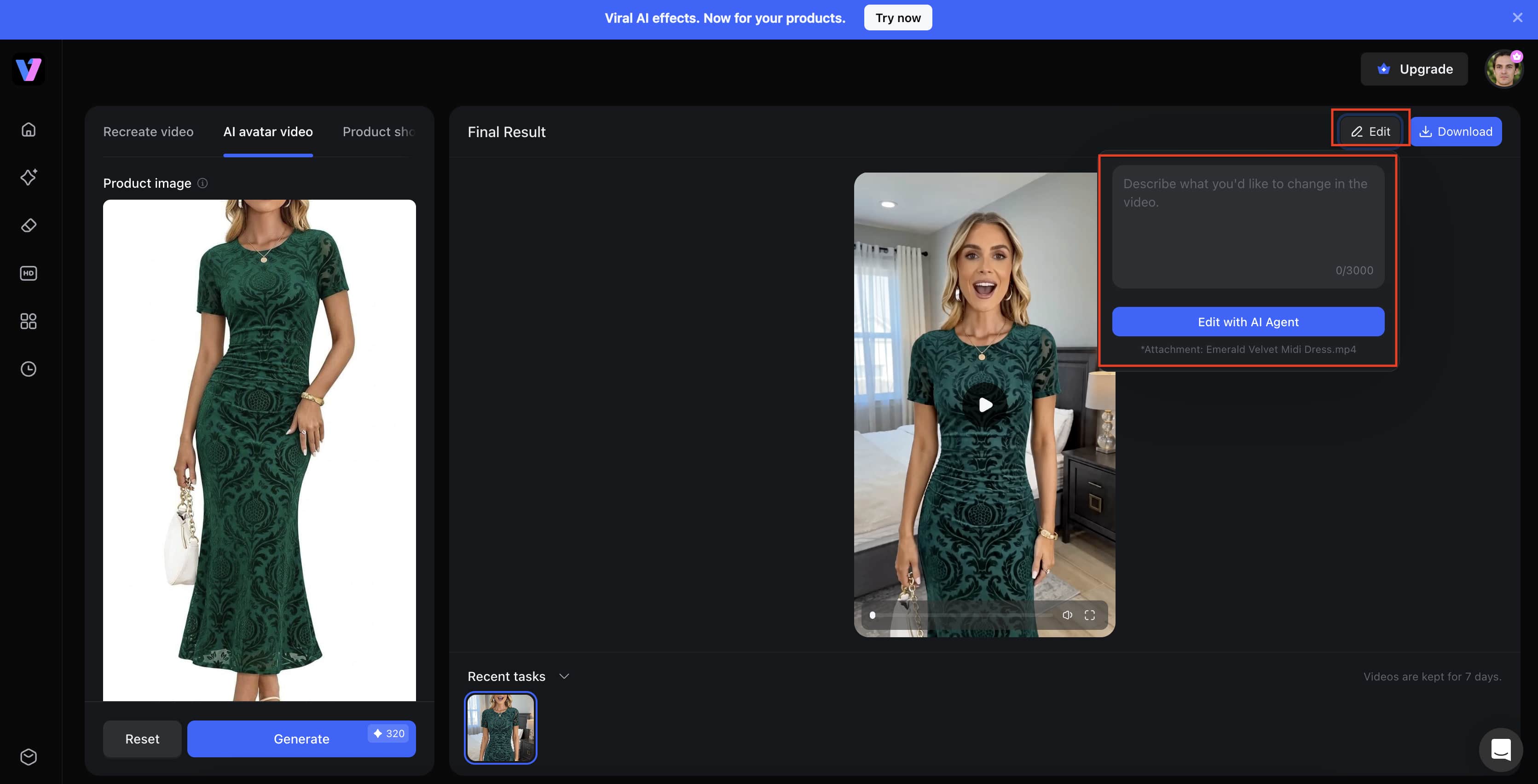 Review and edit the generated video