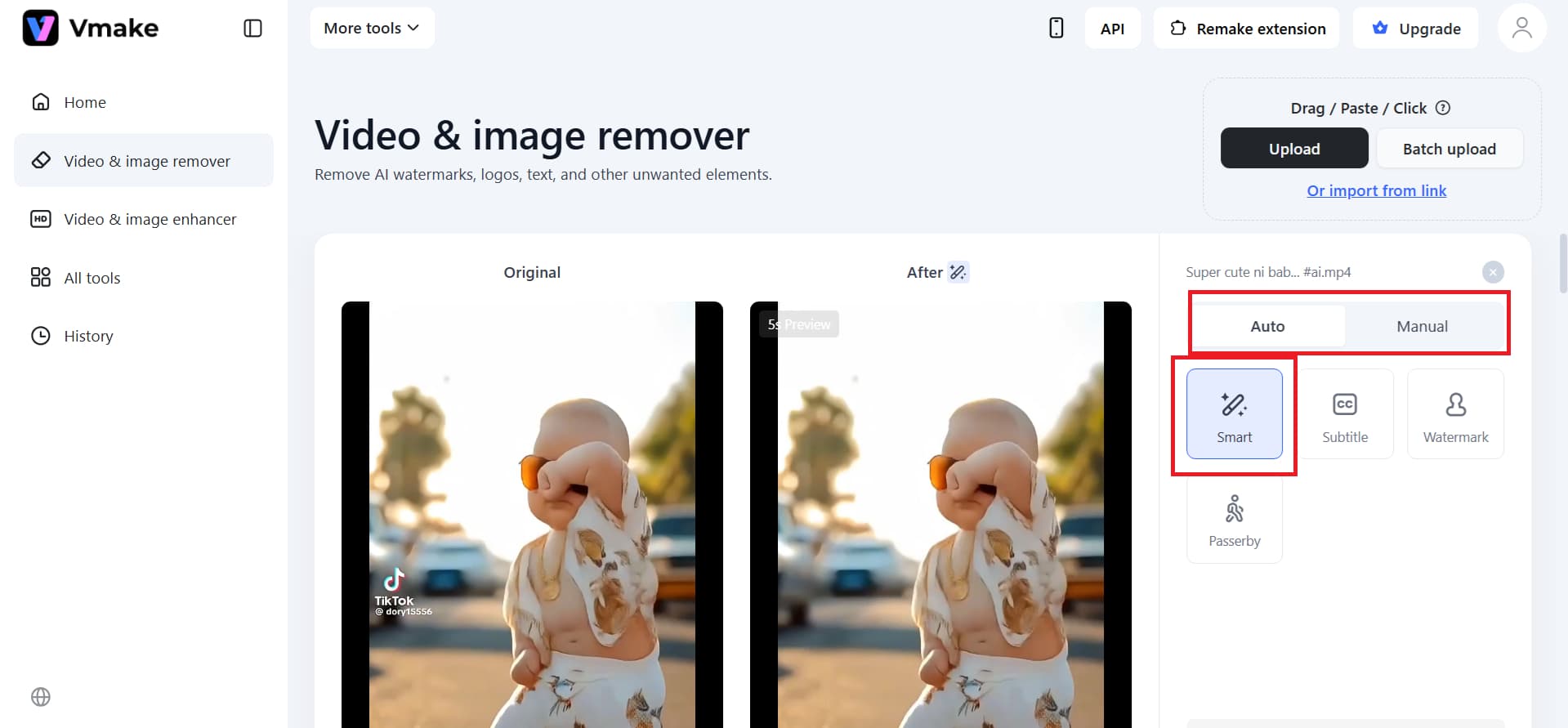 Let AI remove the watermark automatically