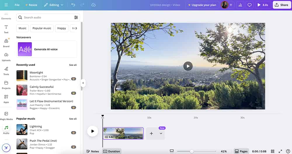 Canva Music Video App