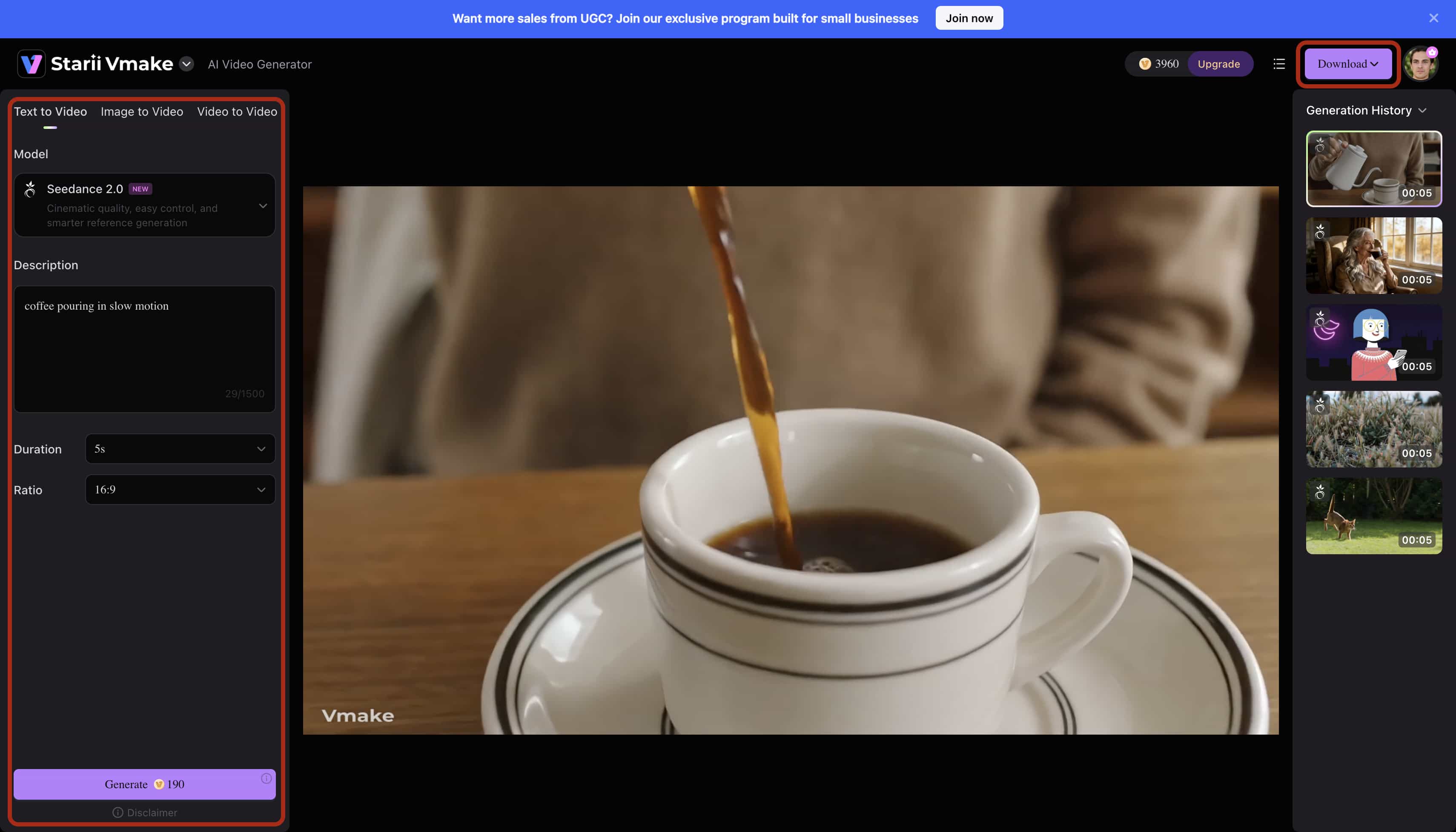 Preview the AI generated video and click 'Download' if the final output is smooth