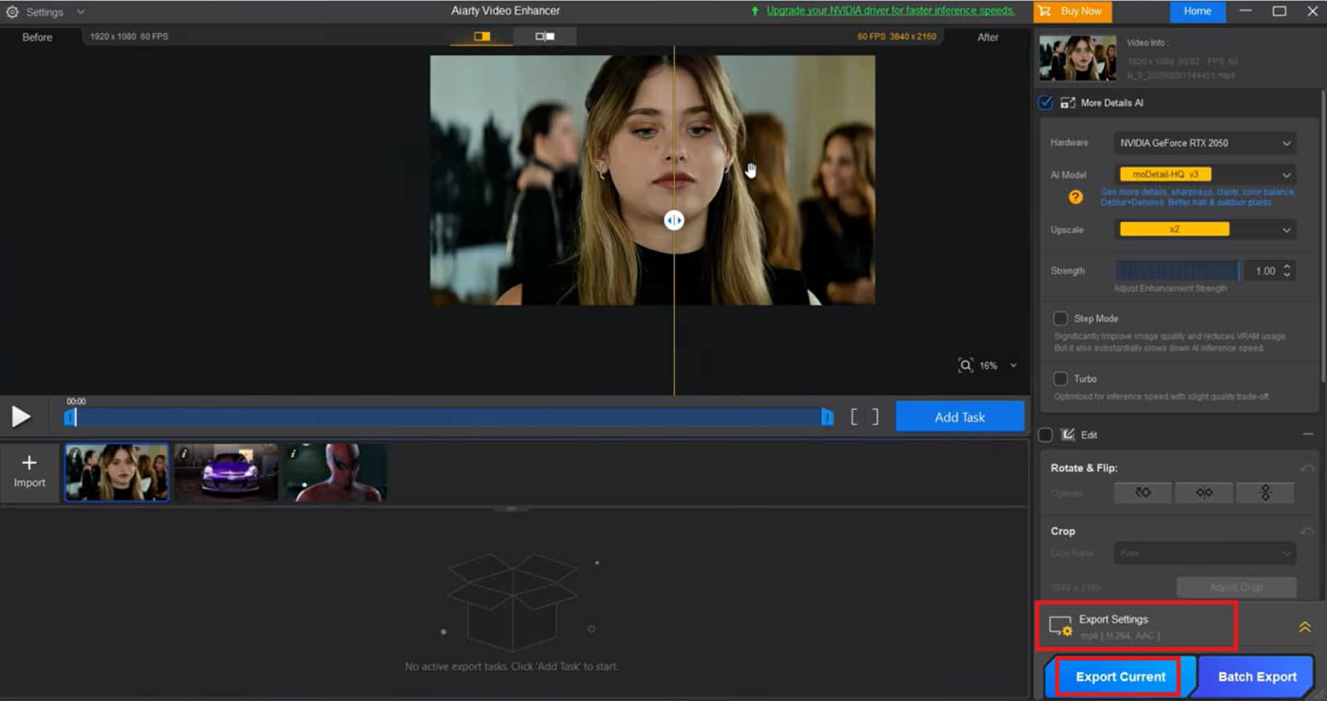 export the video