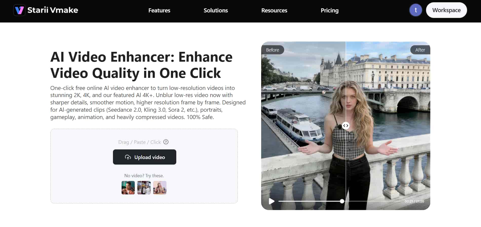 Vmake AI video enhancer