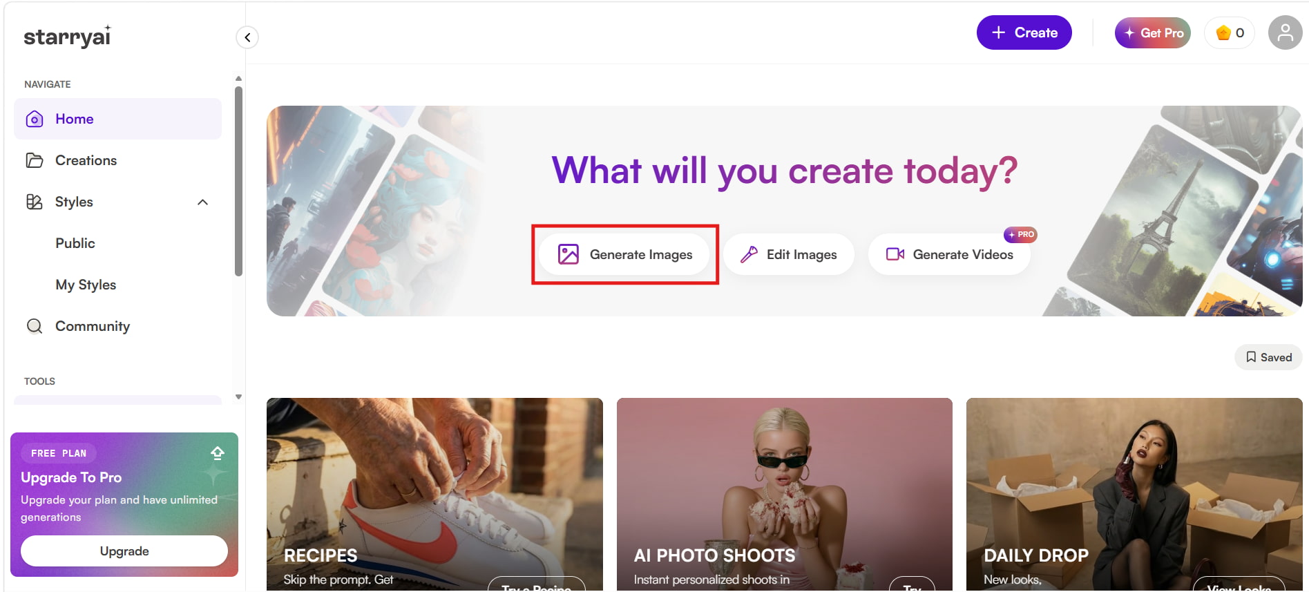 Select "Generate Images"