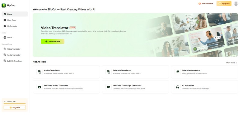 Blipcut video translator 