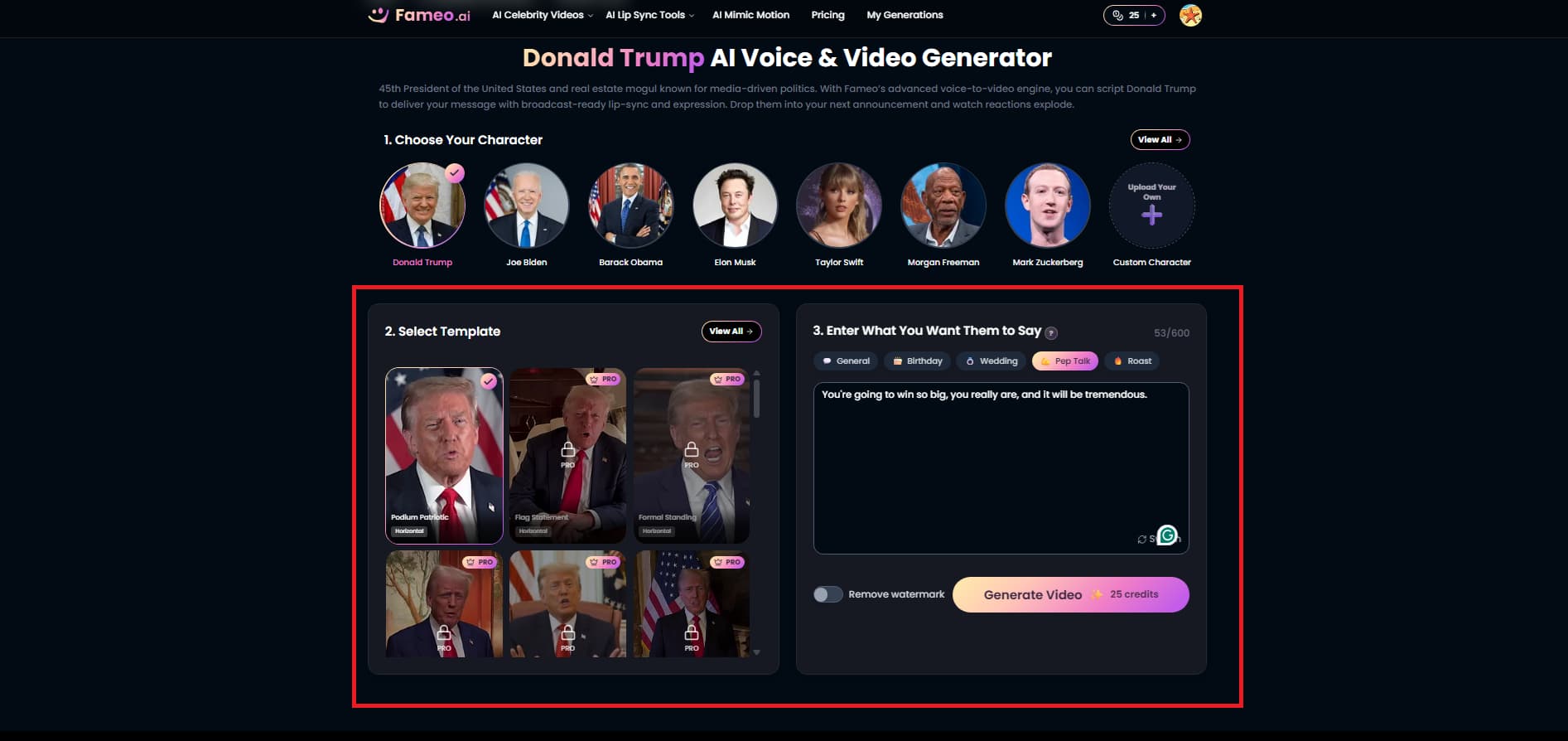 Customize the video script and template