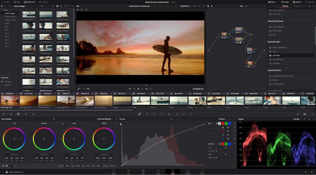 Color grading in DaVinci Resolve
