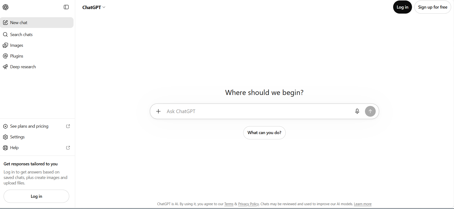 ChatGPT interface