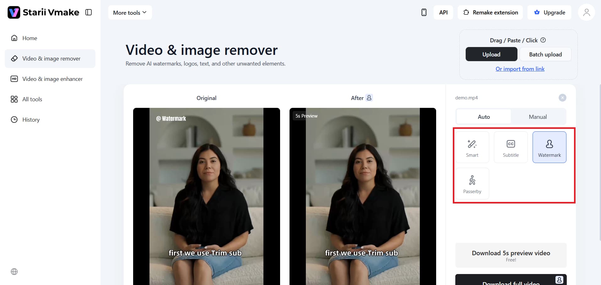 Clean the content using Vmake