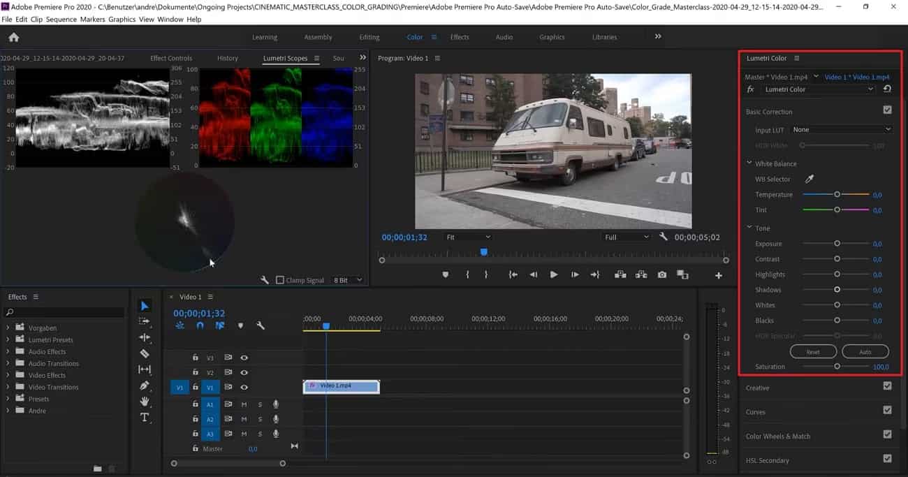 Color grading in Adobe Premiere Pro