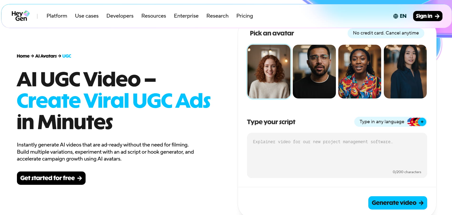 HeyGen AI UGC video generator