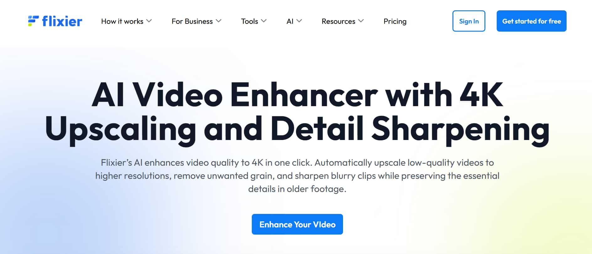 Flixier AI video enhancer