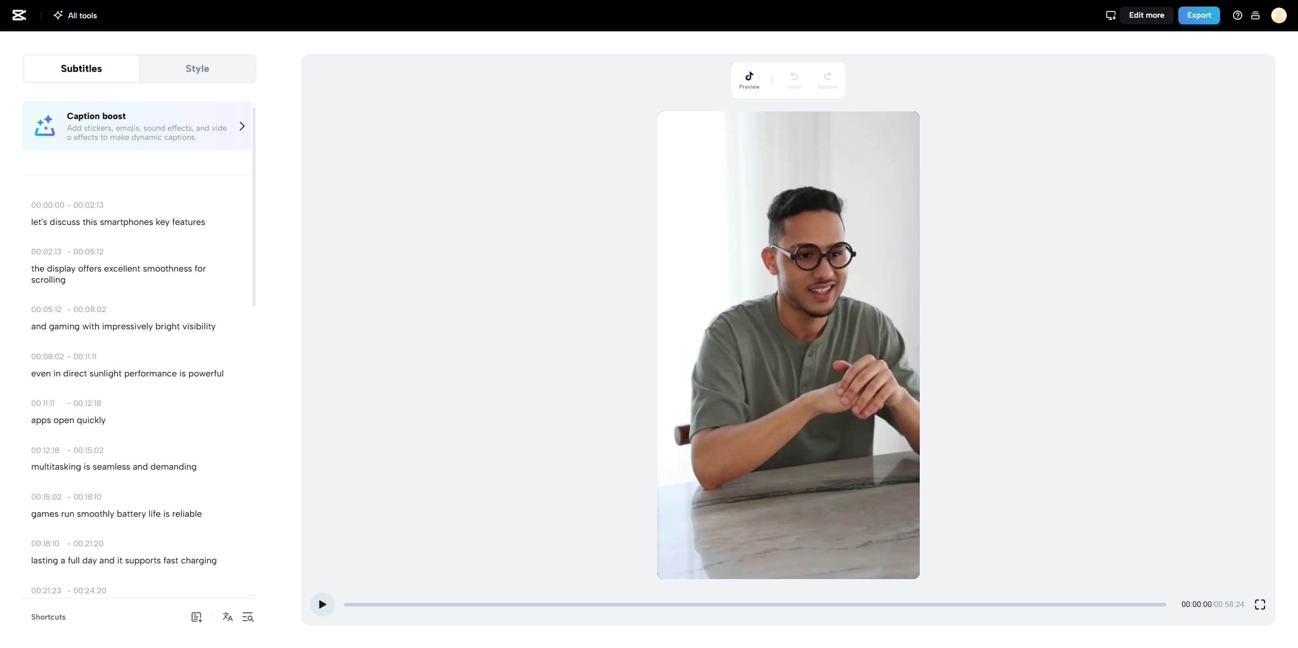 AI script and caption tools