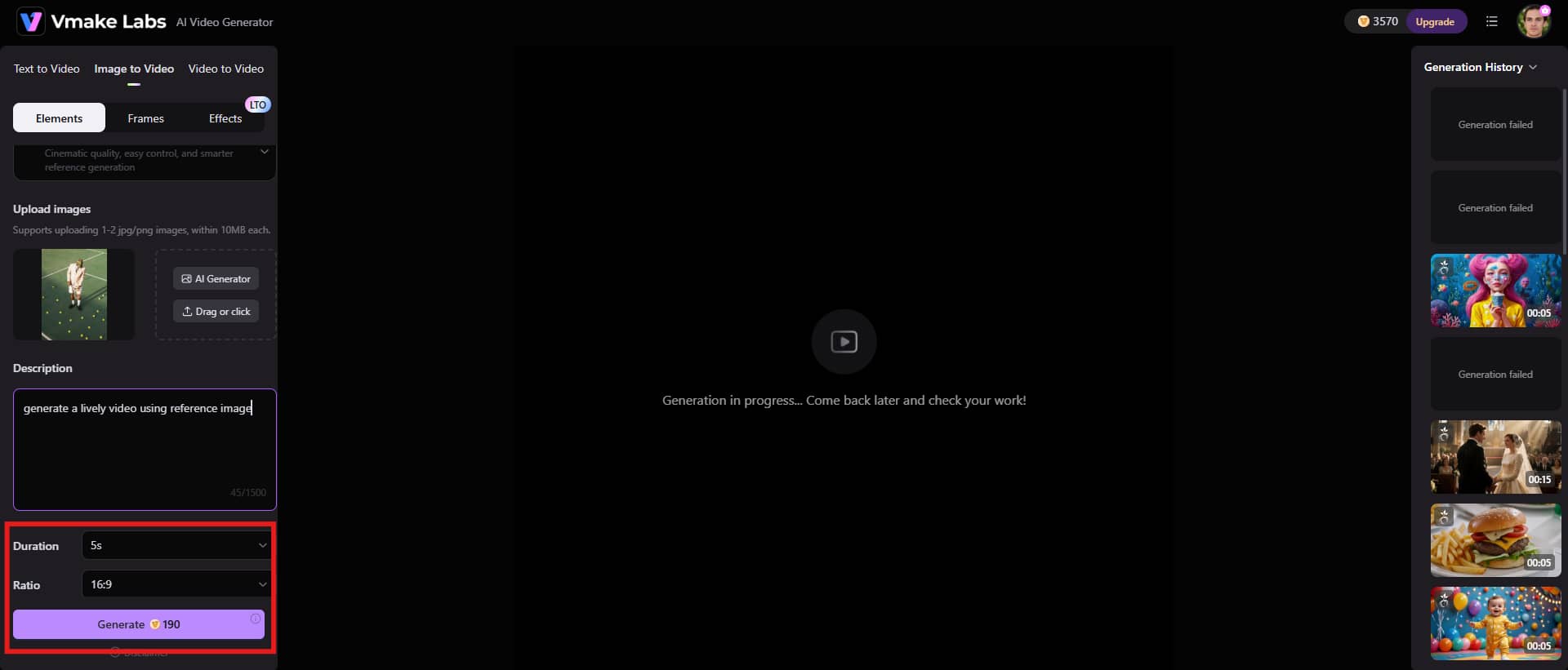 adjust settings and generate
