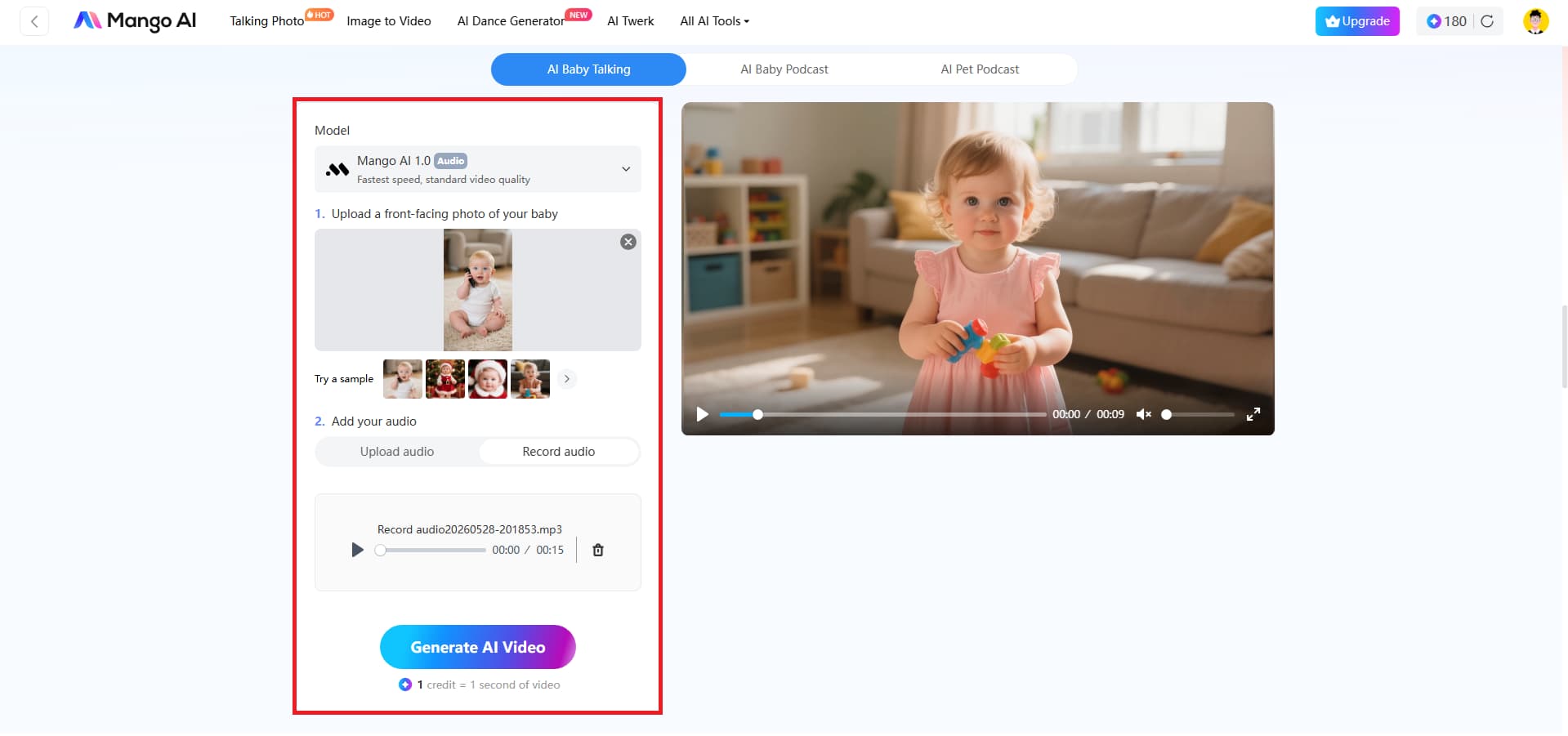 Upload media and create video