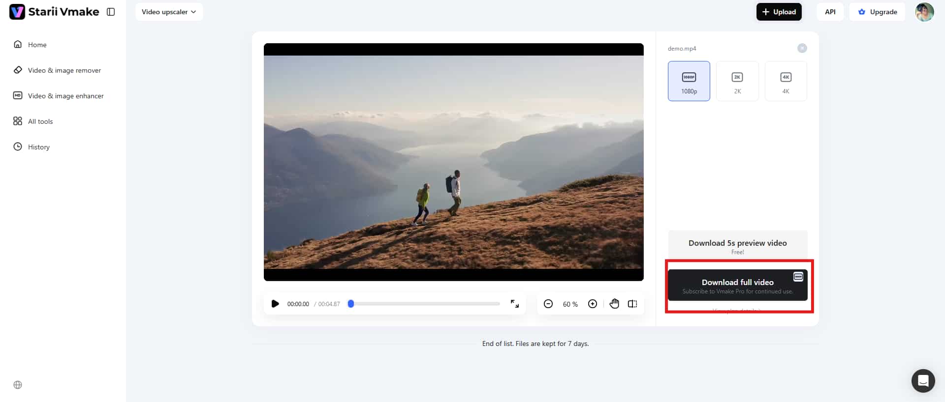 export the video