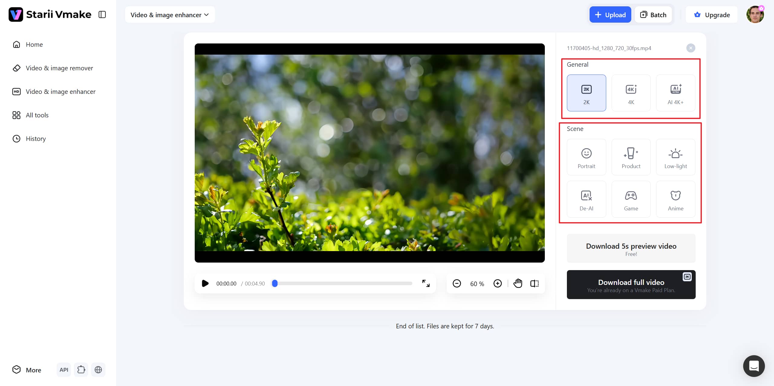 Select enhancement settings