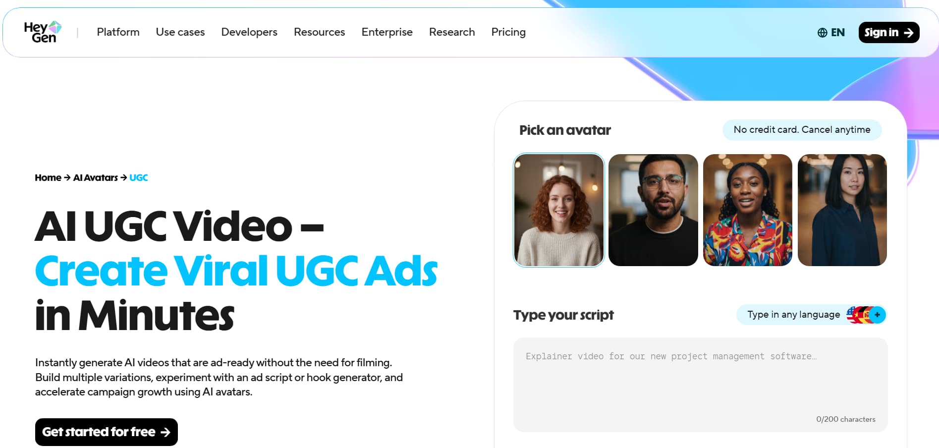 HeyGen UGC video generator