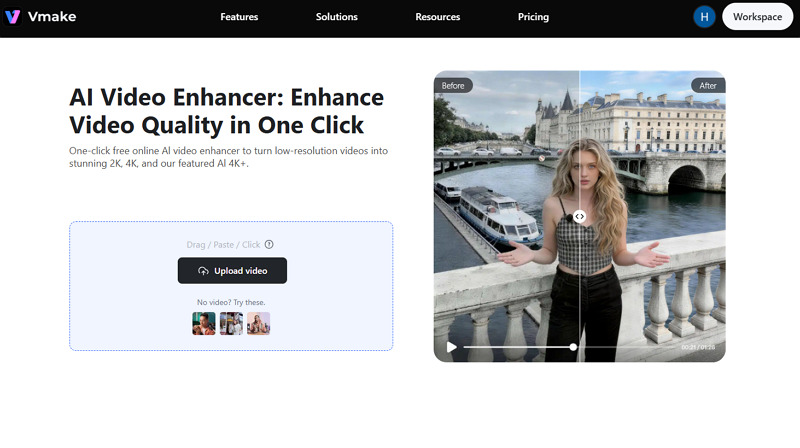 Steps to Enhance Videos with Vmake Video Enhancer