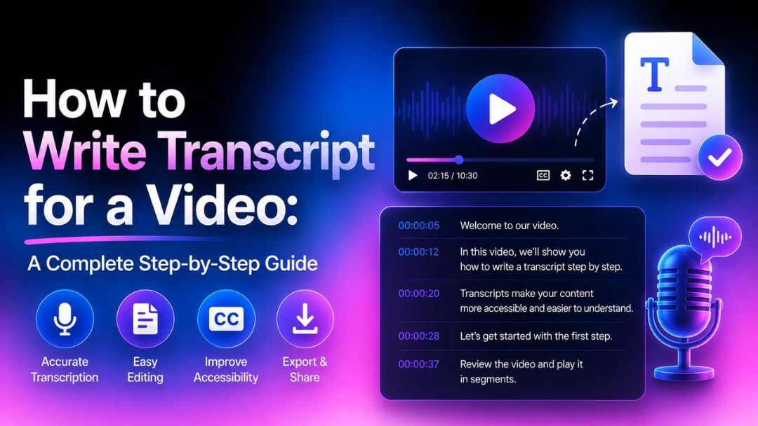 how to write transcript for a video