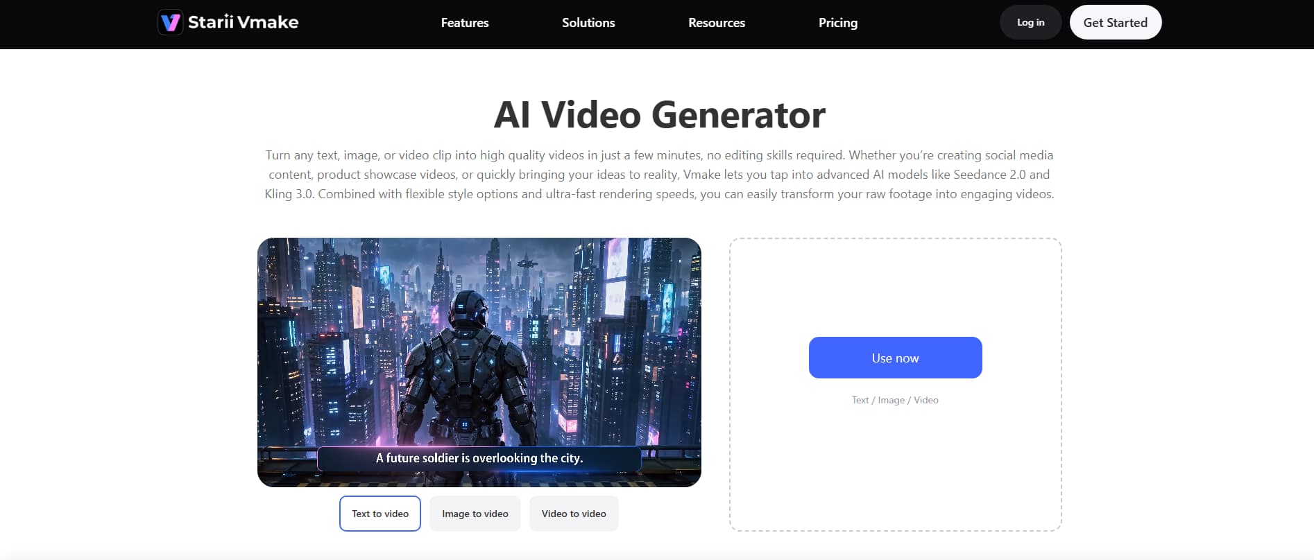 Vmake video generator interface