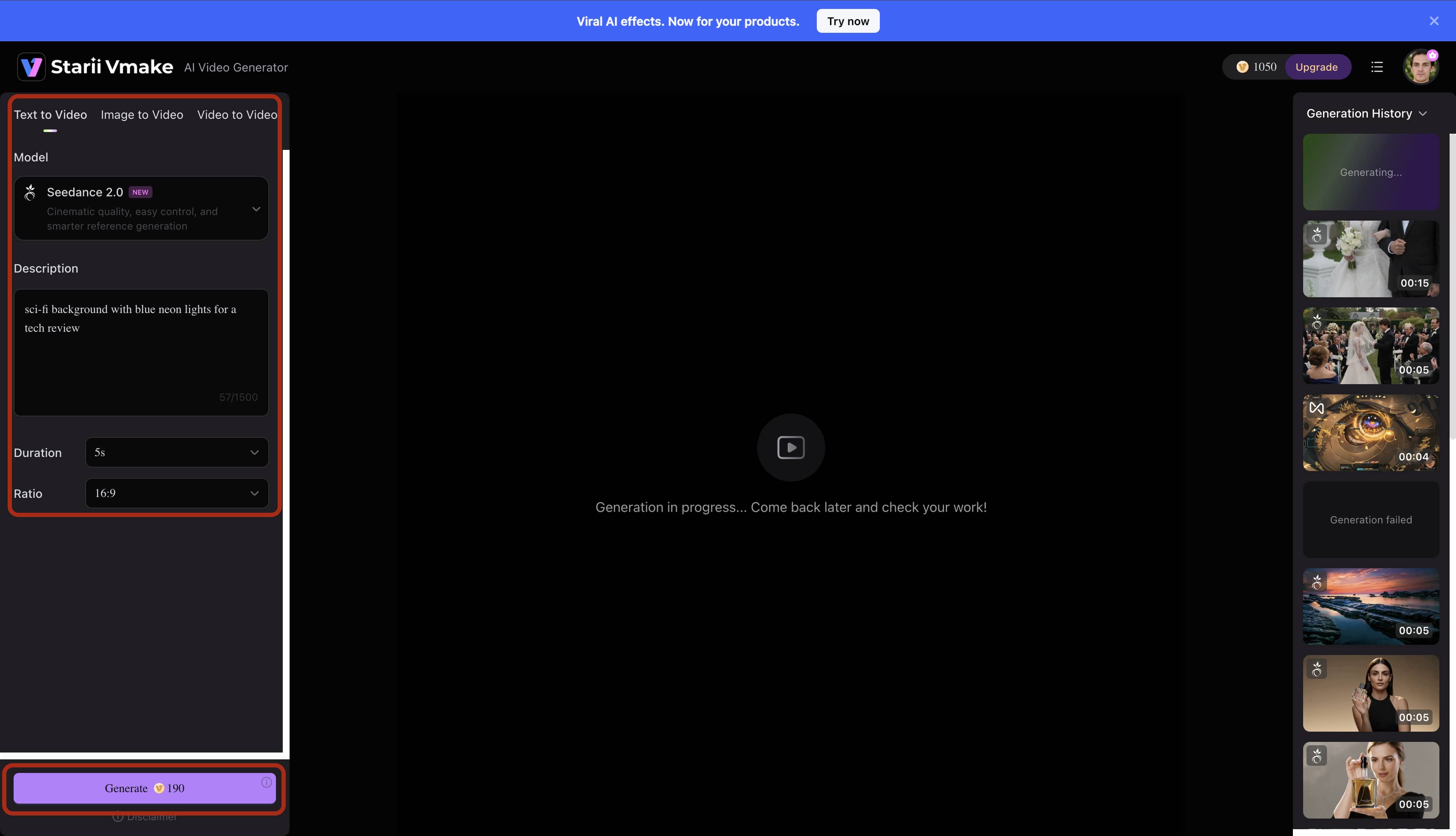Render and preview the video before download