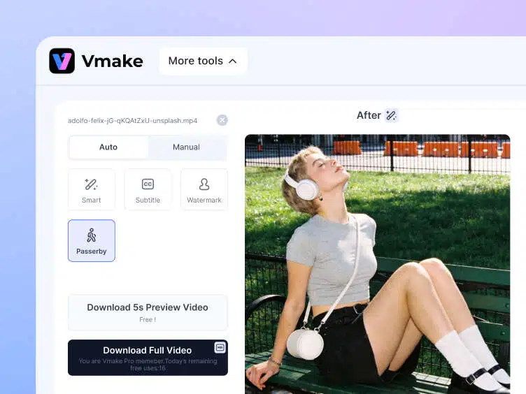 Download media after removing people with Vmake
