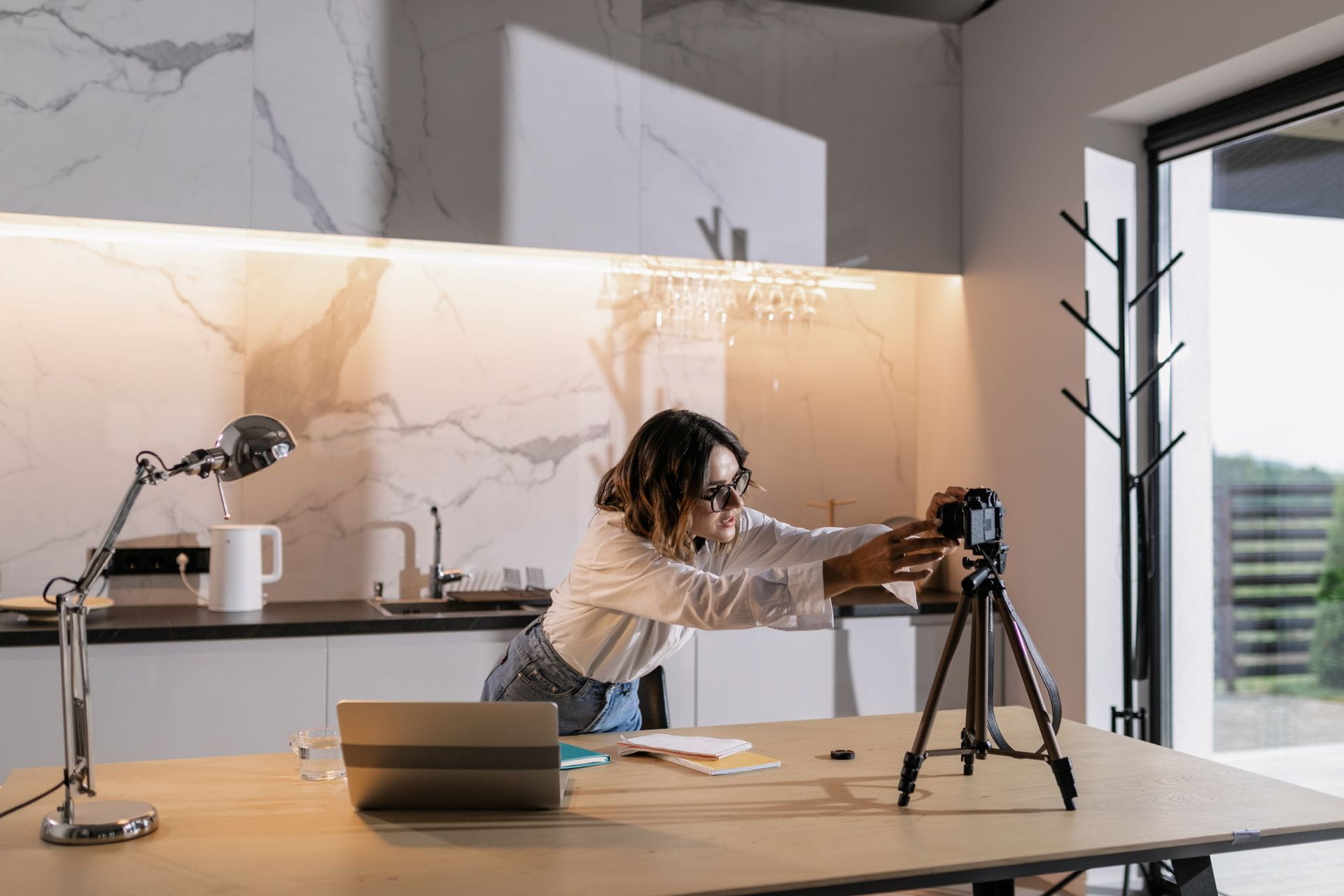woman adjust the instrument for UGC video