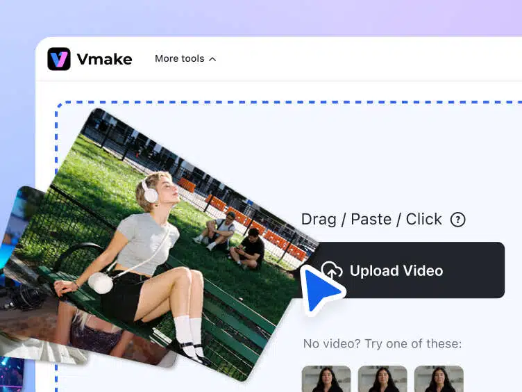 Upload files to remove background people with Vmake