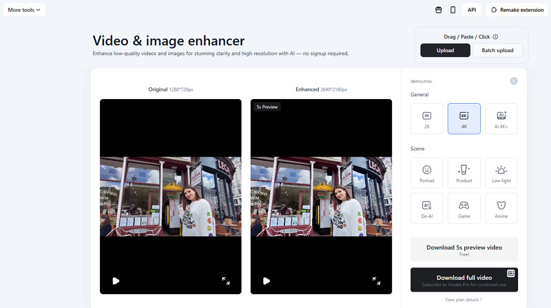Step 3 to Enhance Videos with Vmake Video Enhancer
