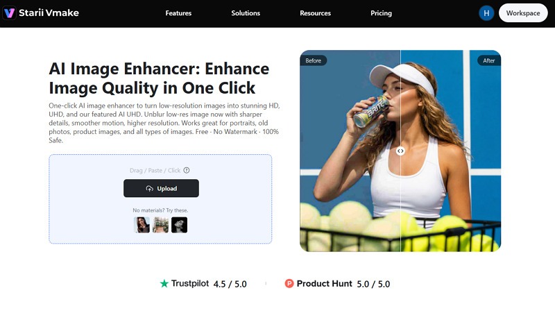 Vmake AI image enhancer