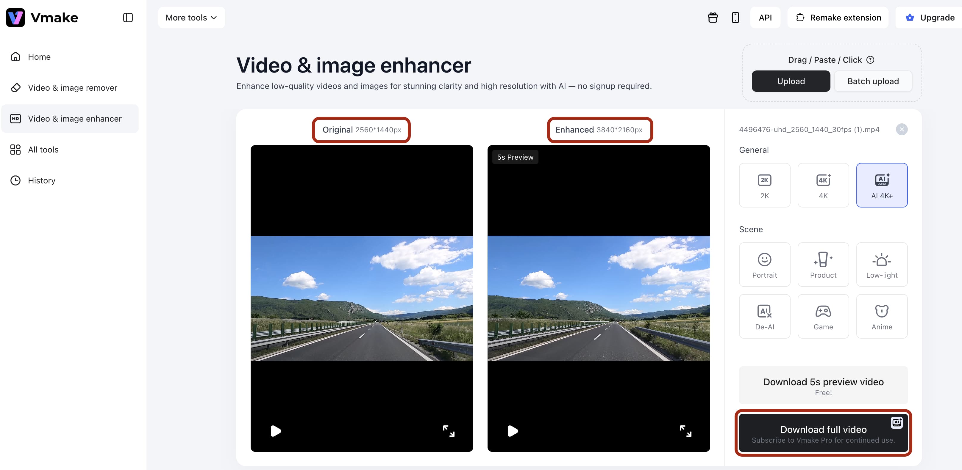 Download high-quality video output
