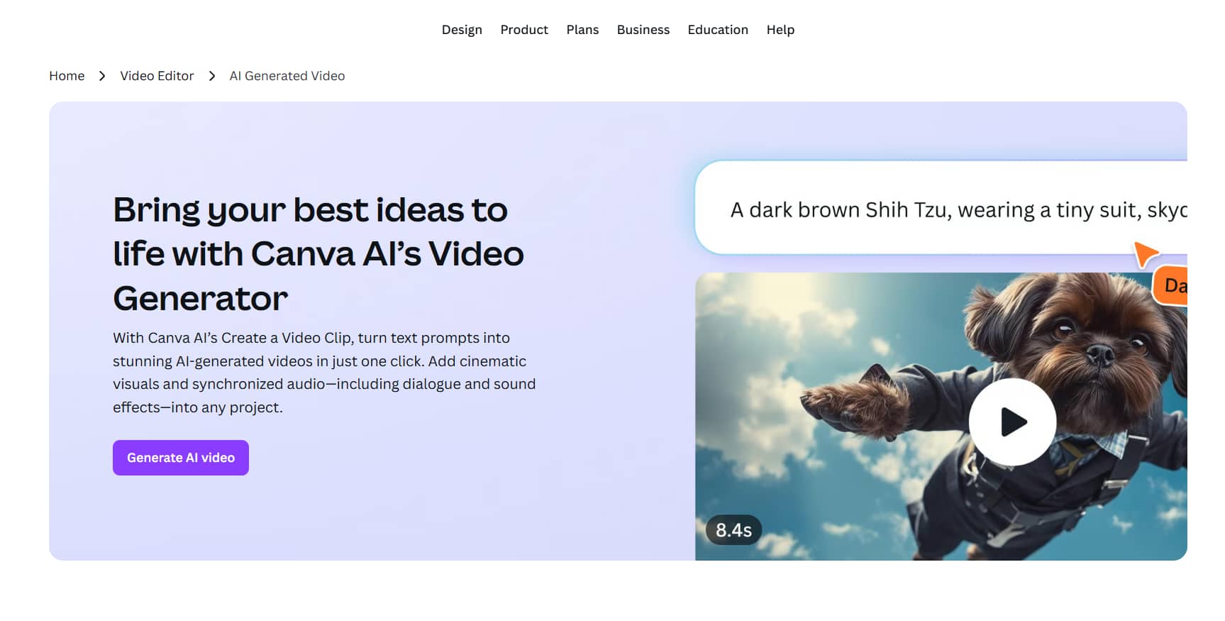 Canva's AI video generator